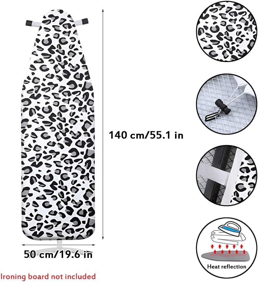 Scorch Resis-tant Ironing Board Cover with Cotton Back Padding, Leopard Print Pattern, Easy to Install