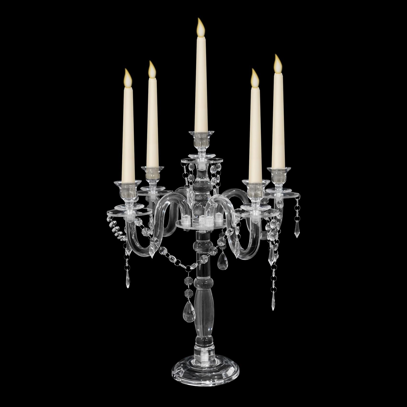 View 1 of **View Clerk Notes**LANLONG Acrylic Candelabra Centerpiece, 18.5" Tall, 5-Arm