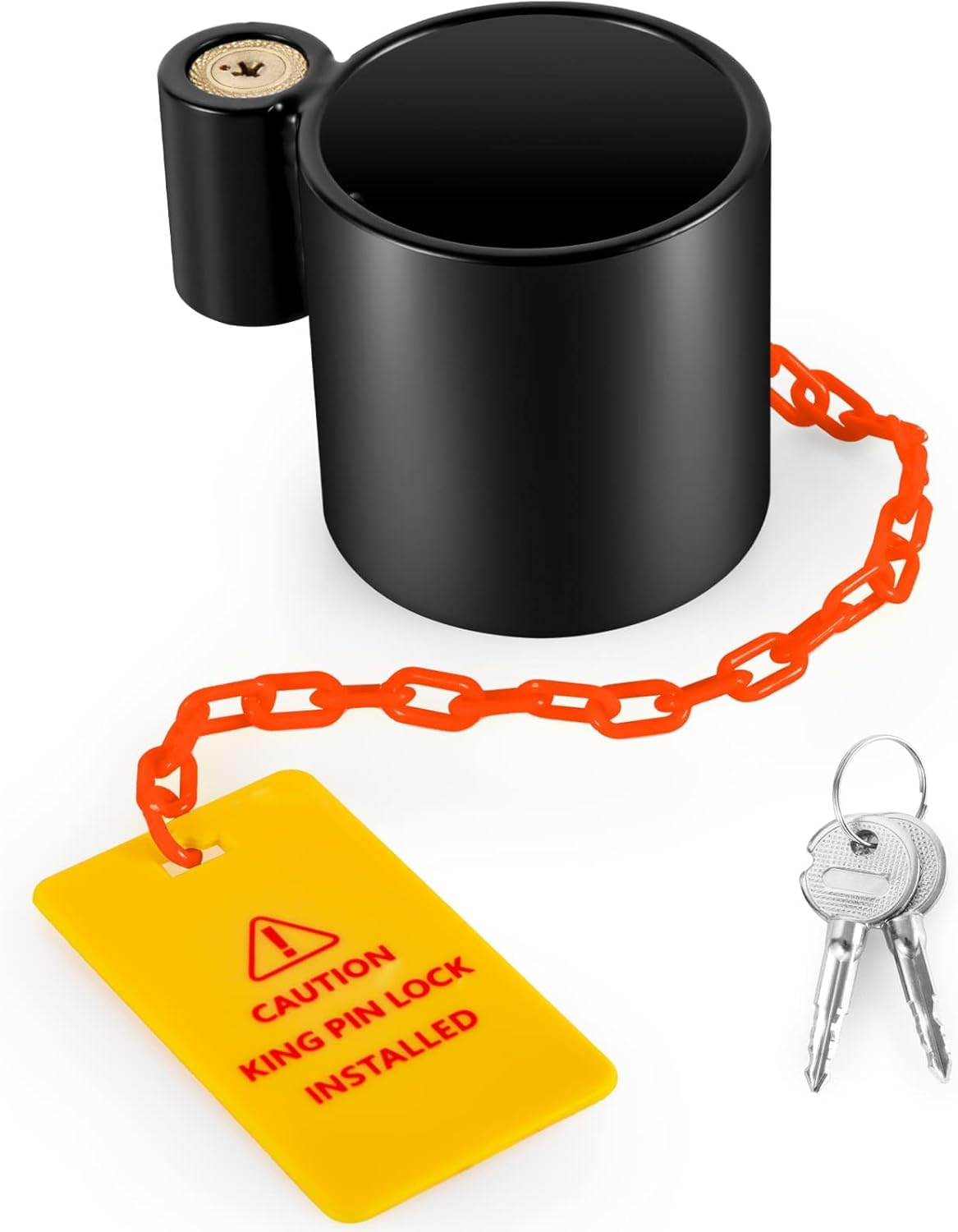 BYERN AUTO 5th Wheel King Pin Lock (Black) and Heavy Duty Wheel Chocks