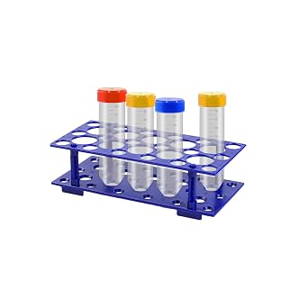 2 Pack Test Tube Rack, 56 Well Deep Blue Detachable Plastic Stand Holder for 10mL 15mL 50mL Centrifuge Tube
