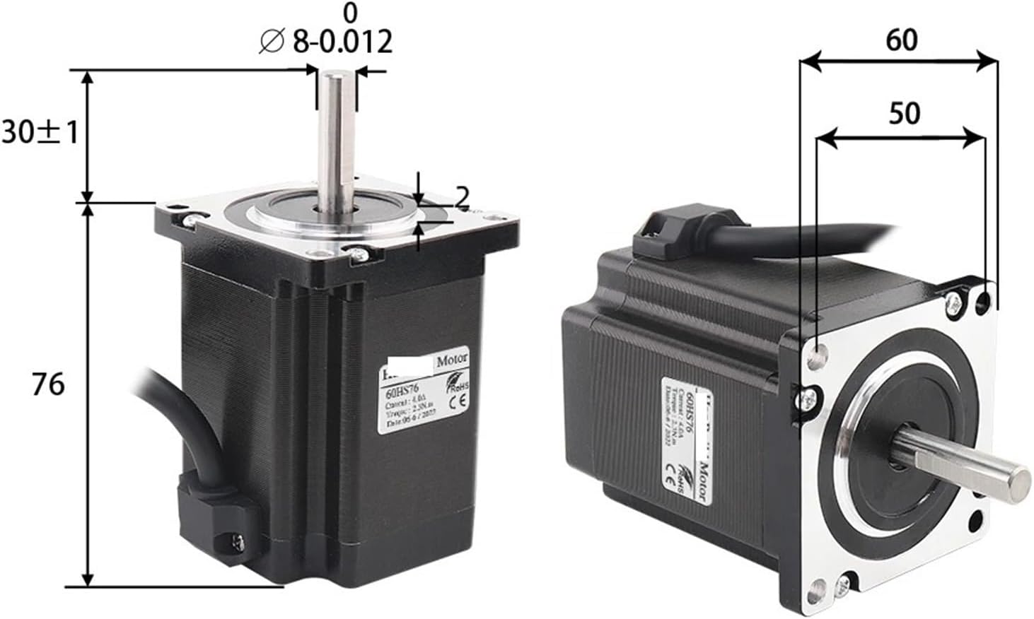 1pcs Stepper Motor 60HS76 2 Phase 4 Leads 2.3N.M 4.0A Step Motor