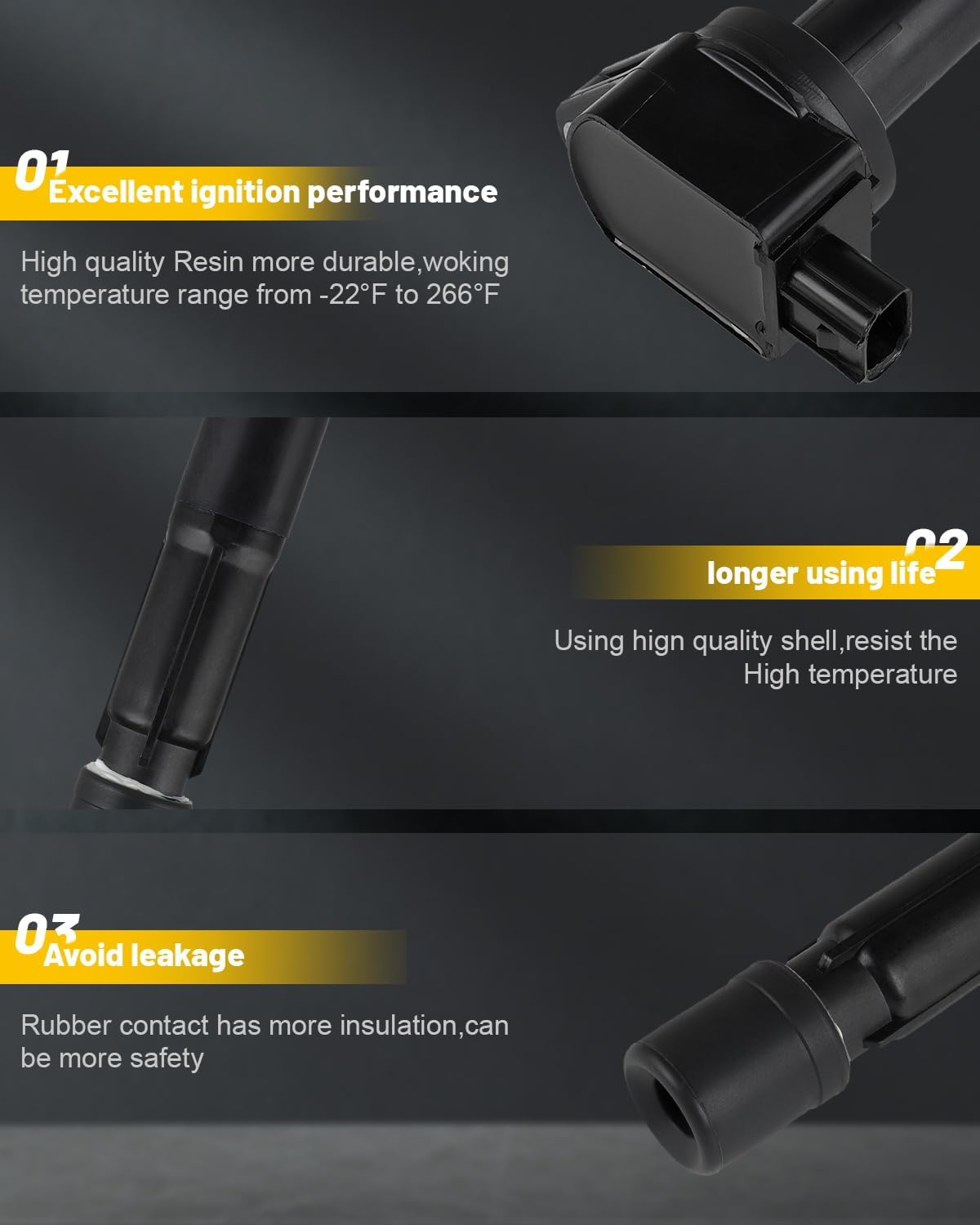OCPTY 4 ignition coils + 4 iridium Spark Plugs, Fit for Honda CR-V 2.4L 2010-2014, for Crosstour 2.4L 2012-2015, for Accord 2.4L 2008-2012, for ILX 2.4L 2013-2015 GN10369 UF629