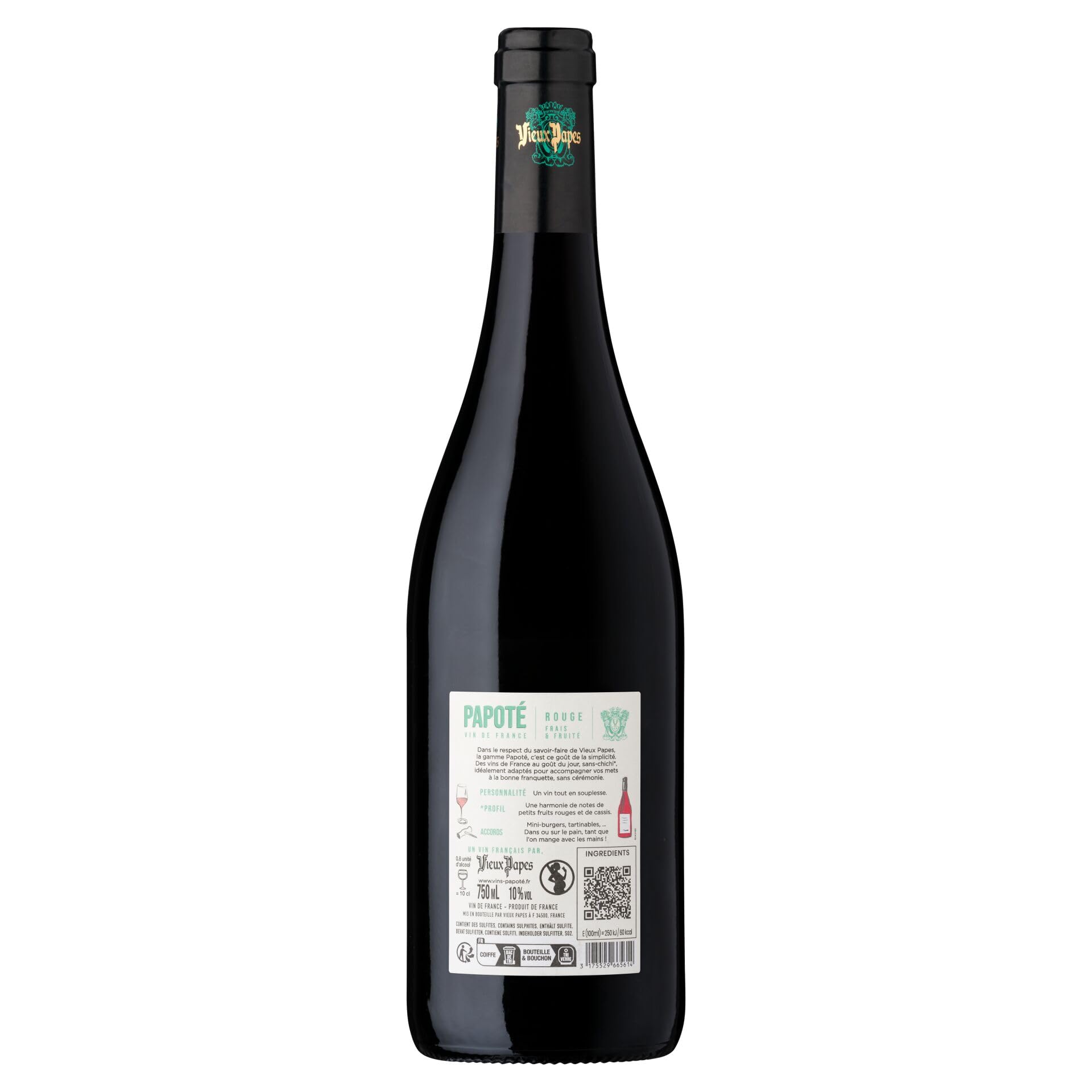 PAPOTÉ - Vin Rouge - Vin de France à 10% vol - Lot de 6 bouteilles x 75 cl