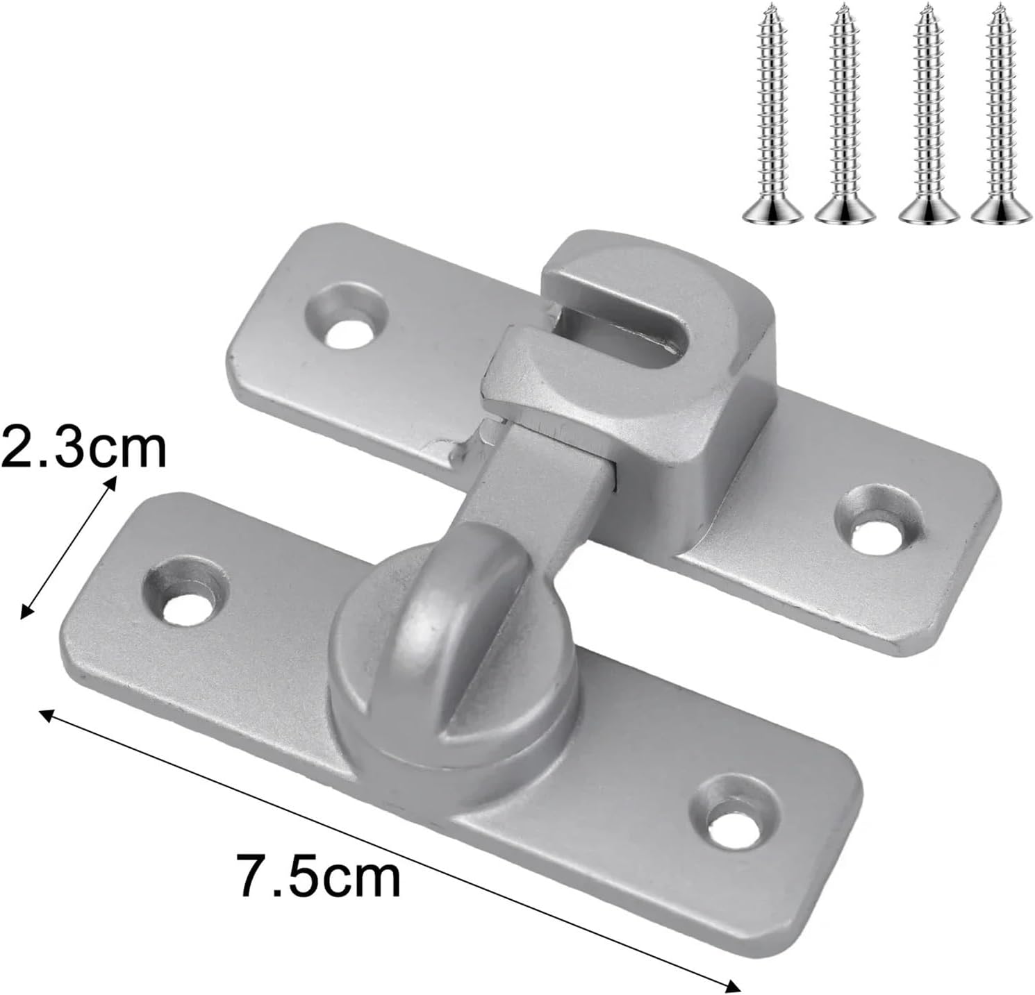 4/1set Stainless Steel Hook Latch Window Drawers Cabinet Locks 90 Degree Barn Door Latch Bolt Hook Sliding Gate Buckles Hardware(Silver,4set)