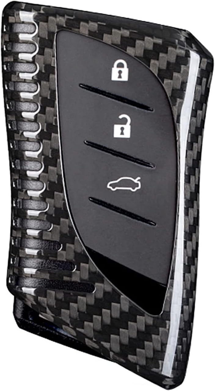 Genuine Carbon Fiber Key Fob Cover For Lexus ES200 ES250 ES260 ES300h ES350 GX460 LC500 LS350 LS500 LS500h LX600 NX300h UX200 UX250h UX260h Smart Car Remote Key Fob Case For Men Women - Black