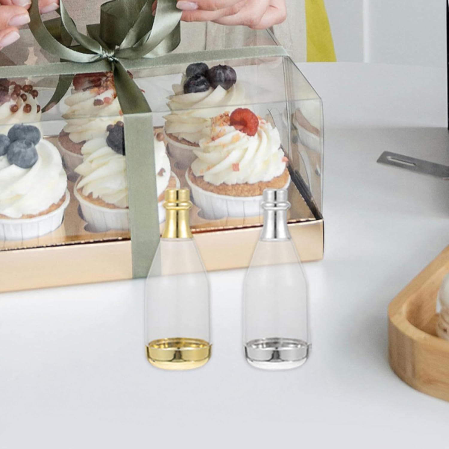 KICHOUSE 12pcs Mini Candy Bottles Container Plastic Candy Storage Holders Decorative Wedding Favor Boxes for Bridal Shower Birthday Party