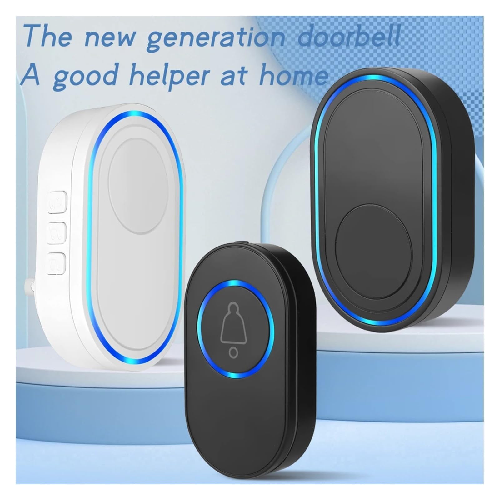 Timbre inalámbrico impermeable para puerta de casa inteligente (blanco, enchufe británico)