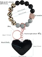 Vista 5 de Llavero pulsera de silicona con cuentas lindo llavero para mujer, puede colgar cartera, llaveros para mujeres para llaves de coche
