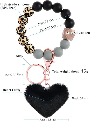 Miniatura 5 de Llavero pulsera de silicona con cuentas lindo llavero para mujer, puede colgar cartera, llaveros para mujeres para llaves de coche