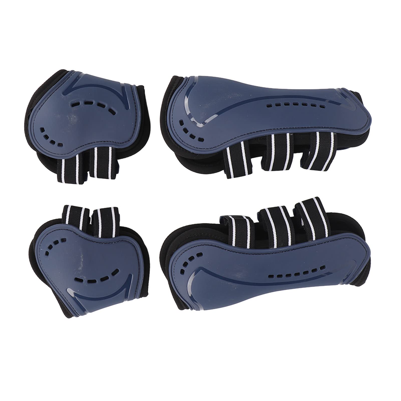Parastinchi Cavalli Regolabili Aperti Anteriori in PU e Neoprene Traspiranti per Salto Blu Set da 4