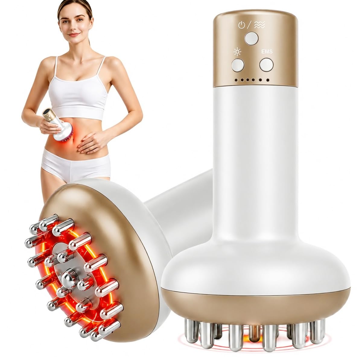HANNEA® Lymphatic Drainage Massager Anti Cellulite Body Sculpting Device with Microcurrent Light Heat and Vibration for Legs Arms Belly-image-13