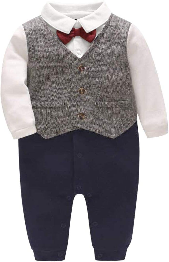 famuka Baby Boys Outfits Clothes Wedding Gentleman Romper Jumpsuit Bodysuit
