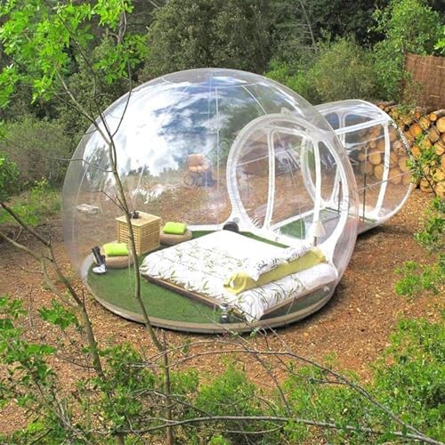 Garden Igloo Dome Tent, Inflatable Bubble Balloon House with Pump and Blower, Transparent Inflatable Bubble Tent Family Camping Backyard, PVC House Tent with 5M Tunnel, for Home Party, Parks Event