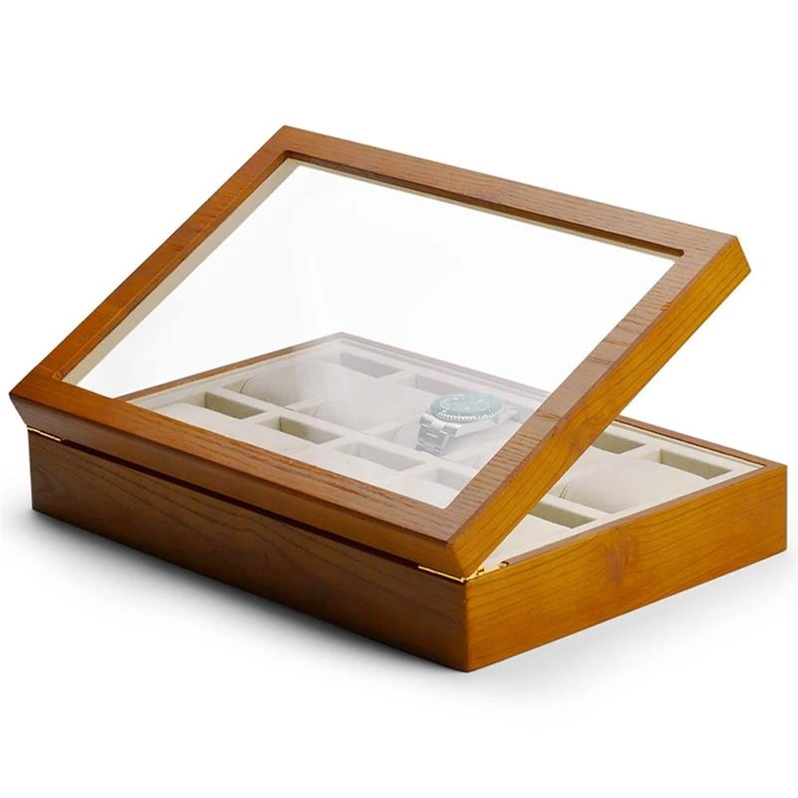 Ideias De Presentes Caja Organizadora Relojes Beige Almacenamiento Relojes Madera Maciza Joyero 10 Rejillas Estuche Exhibición Almacenamiento Relojes Microfibra Caja Regalo Navidad