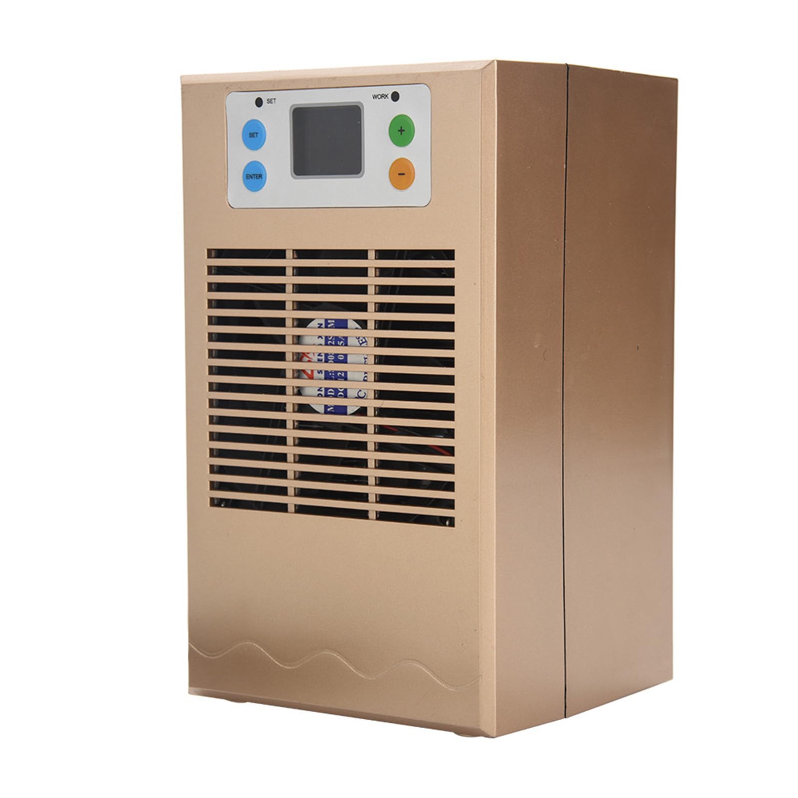 GLOGLOW Enfriador de Acuario con Ventilador Silencioso e Interruptor de Temperatura para Tanques de 10-20L (Refrigeración única Dorada de 70W)
