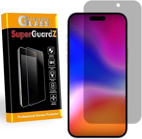 Protector de pantalla de vidrio templado para iPhone 15 Pro Max privacidad antiespía, SuperGuardZ, antiarañazos 9H, antiburbujas