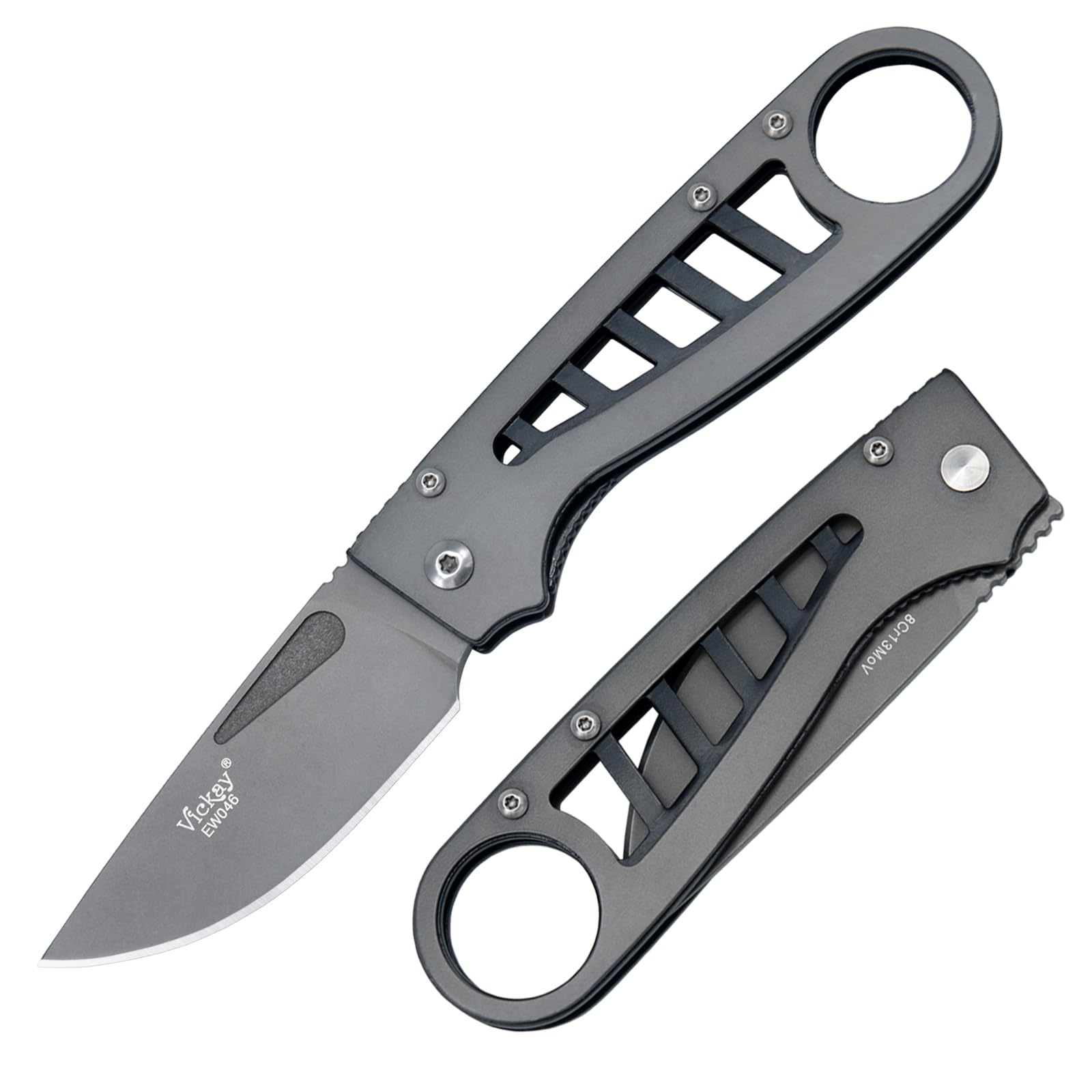 Vickay Pocket Knife, Folding Knives, edc, 2.75" 8Cr13MoV Stainless Steel Blade, Aluminum Handle with Titanium Plated, Liner Lock EDC Knife for Outdoor Camping, Fishing, Hunting, Tactical Gift ( Titanium )