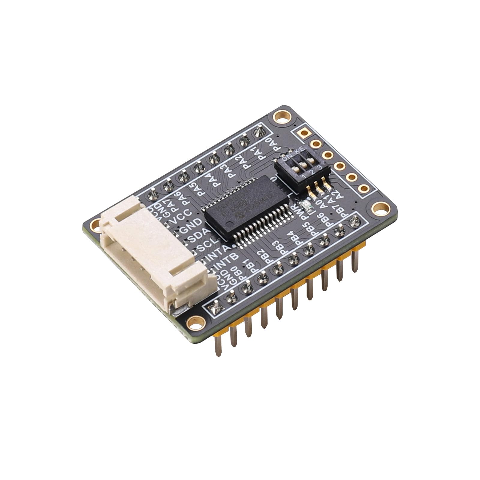 MCP23017 Modulo di espansione I/O - 16 pin GPIO, interfaccia I2C, interruttore DIP integrato a 3 cifre, compatibile con Raspberry Pi, Arduino, STM32 (3,3 V/5 V)