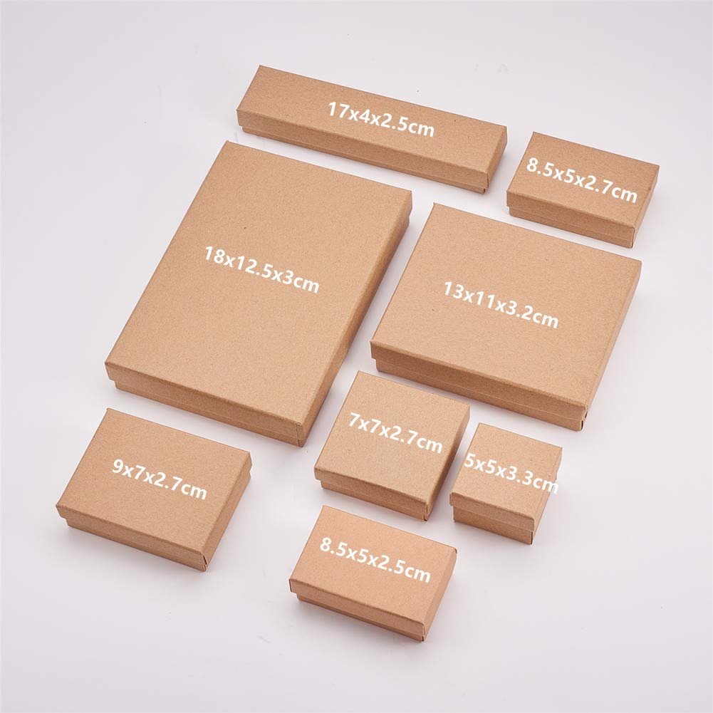BENECREAT 12 Pack Halskette Ring Box 18x12,5x3cm Kraft Brown Rechteck Karton Schmuckschatullen Große Geschenkbox für Hochzeit Party