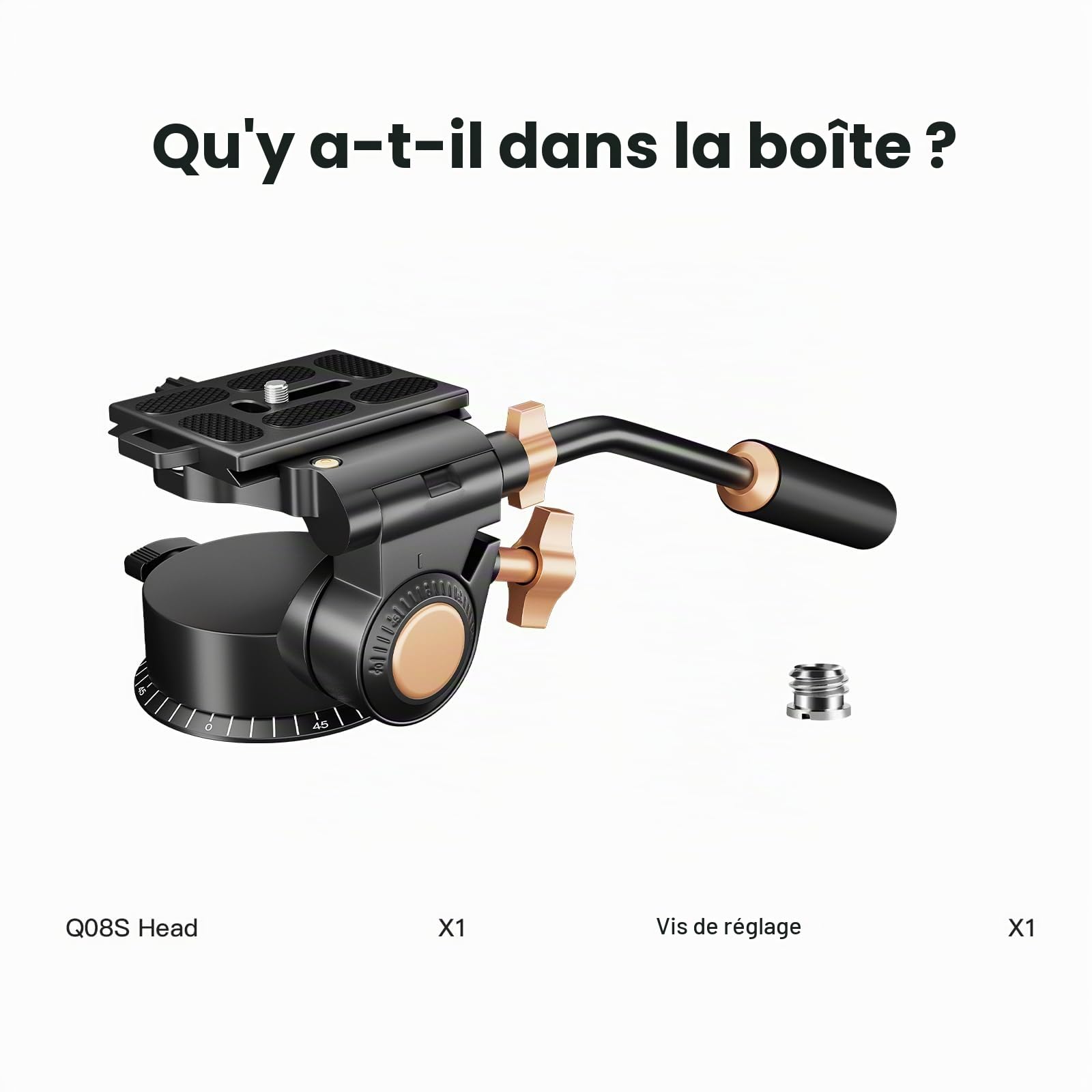 Soonpho Tête Panoramique à Trépied en Alliage Aluminium avec Vis de 1/4" et 3/8", pour DSLR Caméscopes Vidéo Trépied Monopode Supports d'éclairage et curseurs de caméra, Charge jusqu'à 18 kilogrammes