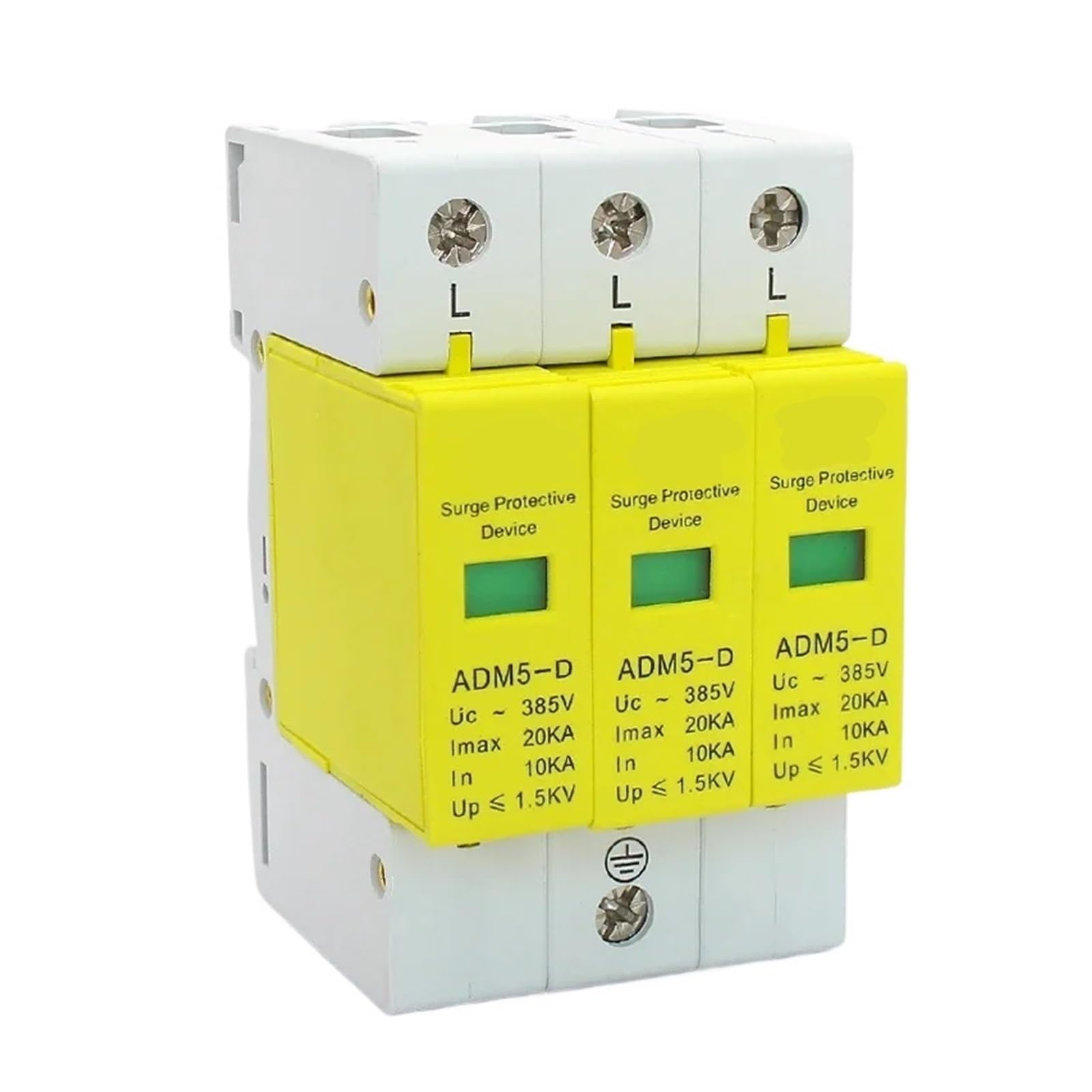 Protector contra sobretensiones y pararrayos Protector contra sobretensiones y rayos for uso doméstico, 3P, 20 KA, 60 KA, 80 KA, 110 V, 220 V, 385 V CA, for riel DIN, dispositivo de protección contra