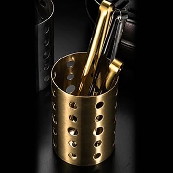 Gold Stainless Steel Utensil Holder, 3.9 x 5.9in Multifunctional Kitchen Storage for Chopsticks, Scissors, Clamps & More