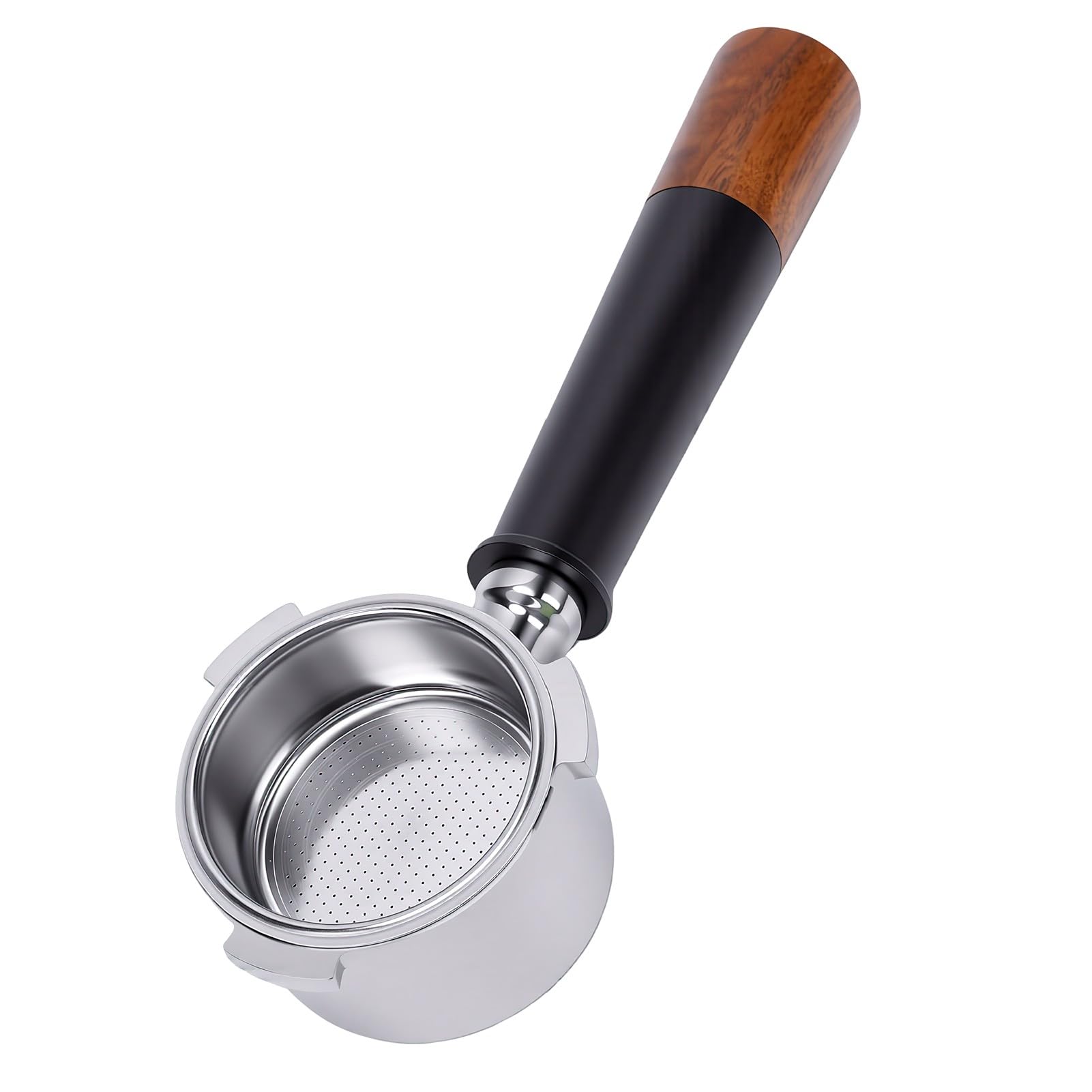 RIZGHWOY Portafiltro caffè da 51 Mm con 3 Alette, Supporto Filtro per | Acciaio Inox 304, Manico in Noce, Antiruggine, Ideale per Casa, Ufficio e Bar