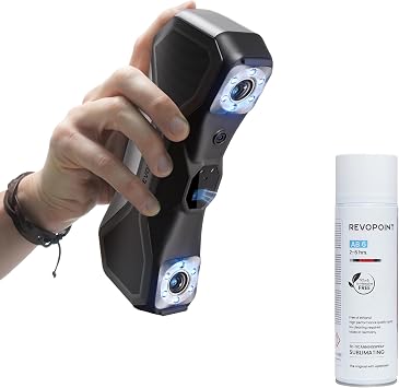 Revopoint MetroX Pro 3D Scanner & 3D Scanning Spray Bundle, 3D Scanner for 3D Printing Portable, Full Color 3D Scanning, Up to 0.01mm Precision, 34+15+1 Industrial Blue Laser Handheld Scanne, Compatib
