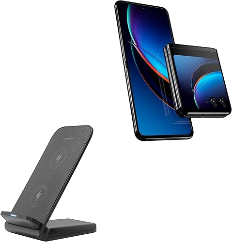 BoxWave Cargador compatible con Motorola RAZR+ - Soporte inalámbrico de carga rápida (15 W), carga inalámbrica Qi de visualización de escritorio,