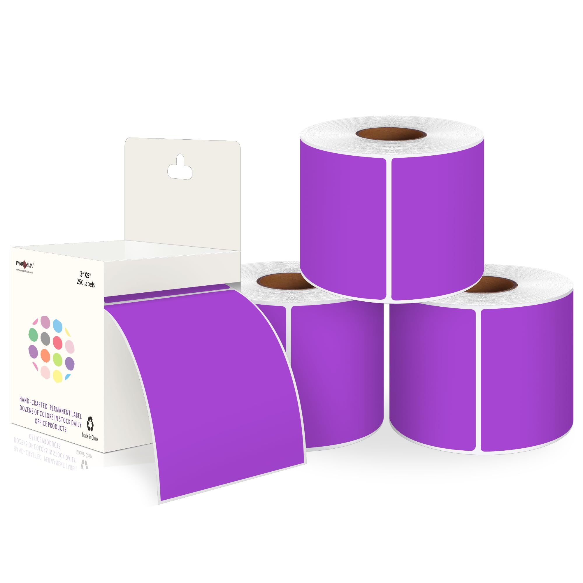 PARLAIM 4 rotoli da 1000 etichette rettangolari per codifica a colori, rotolo di etichette quadrate per la casa (viola)