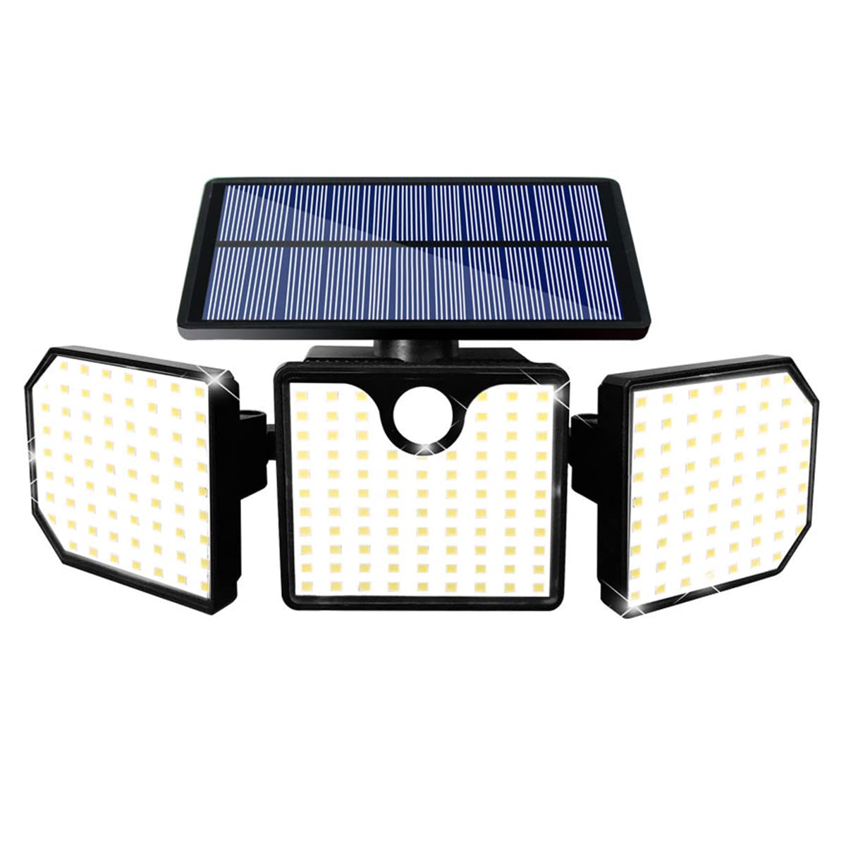 Zewnętrzna lampa ścienna solarna, lampa solarna LED z czujnikiem ruchu, 3 regulowane głowice świetlne, oświetlenie o szerokości 270 ° IP65 Wodoodporne, światło halogenowe LED do ogrodu na werandzie