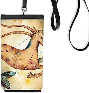 January December Capricorn Constellation Zodiac Phone Wallet Purse Hanging Mobile Pouch Black Pocket