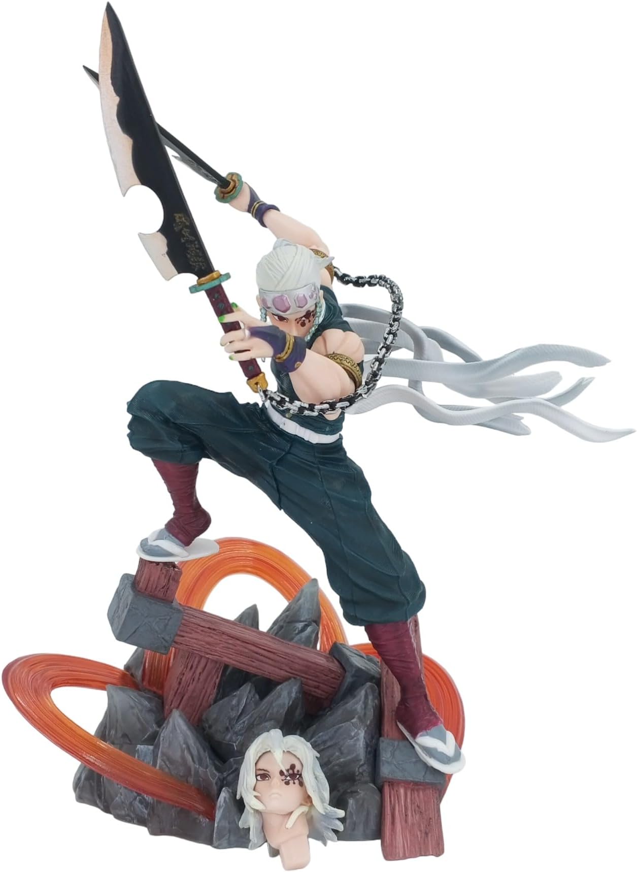 PINAKA Demon Slayer Anime Tengen Uzui Attacking Mode 27 Cm 2 FACE Action Figure PVC