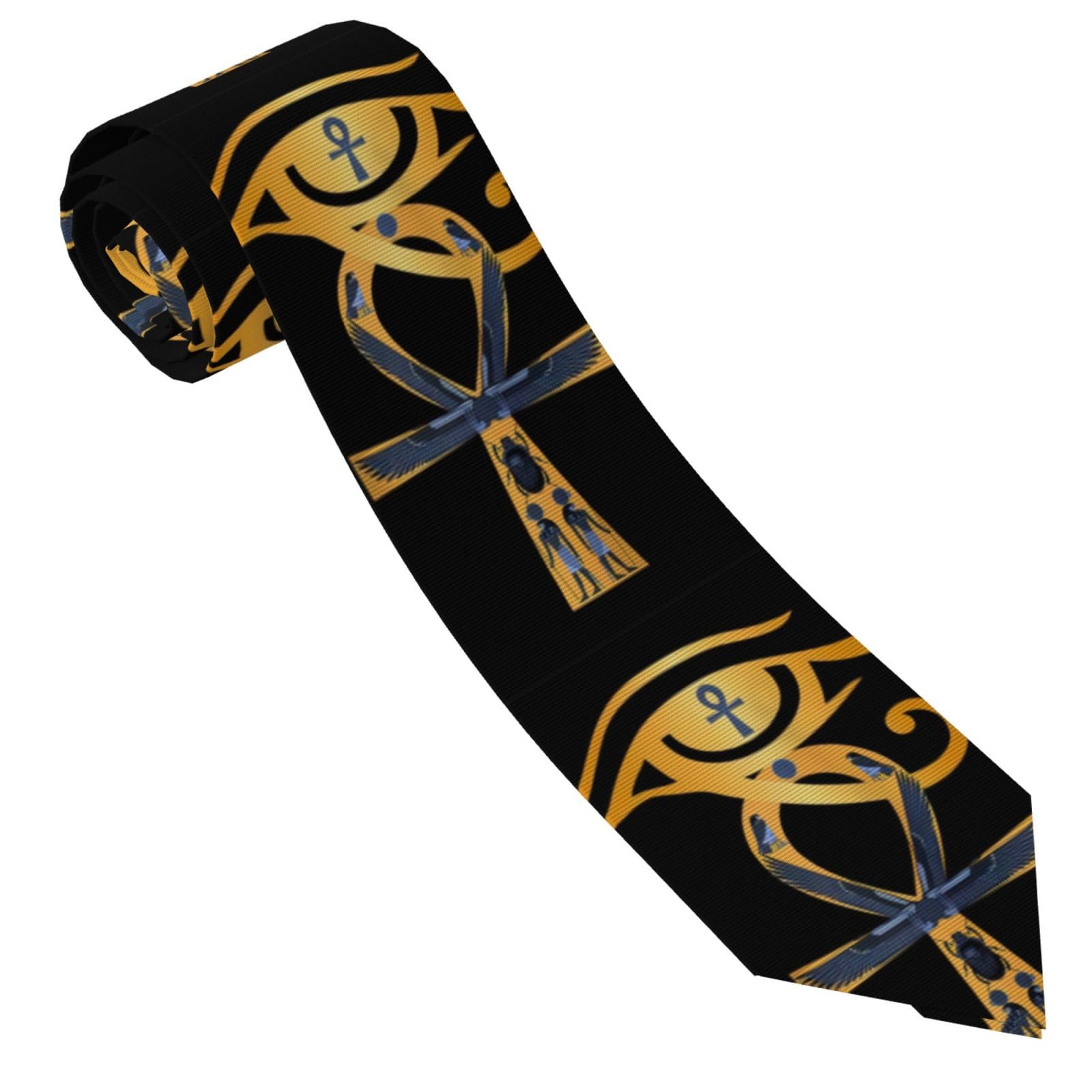 asbwuo Golden Egyptian Eye Of Horus Hieroglyphics Men's Necktie Tie for Men Wedding Holiday Party
