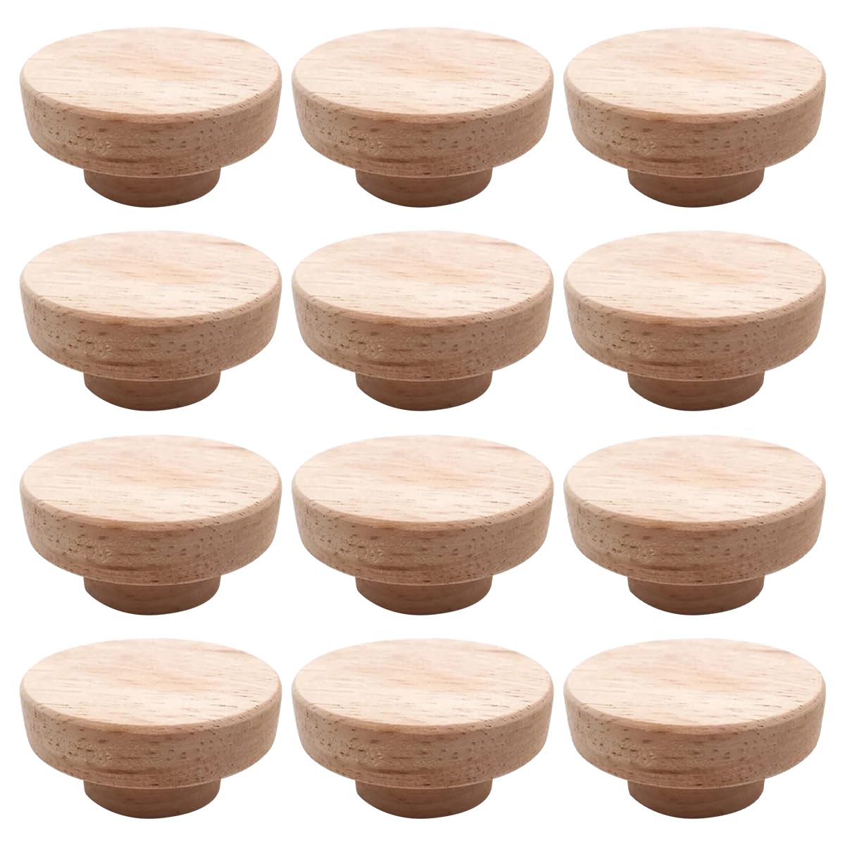 Poignées de tiroir en bois brut et boutons de meuble ronds 30mm