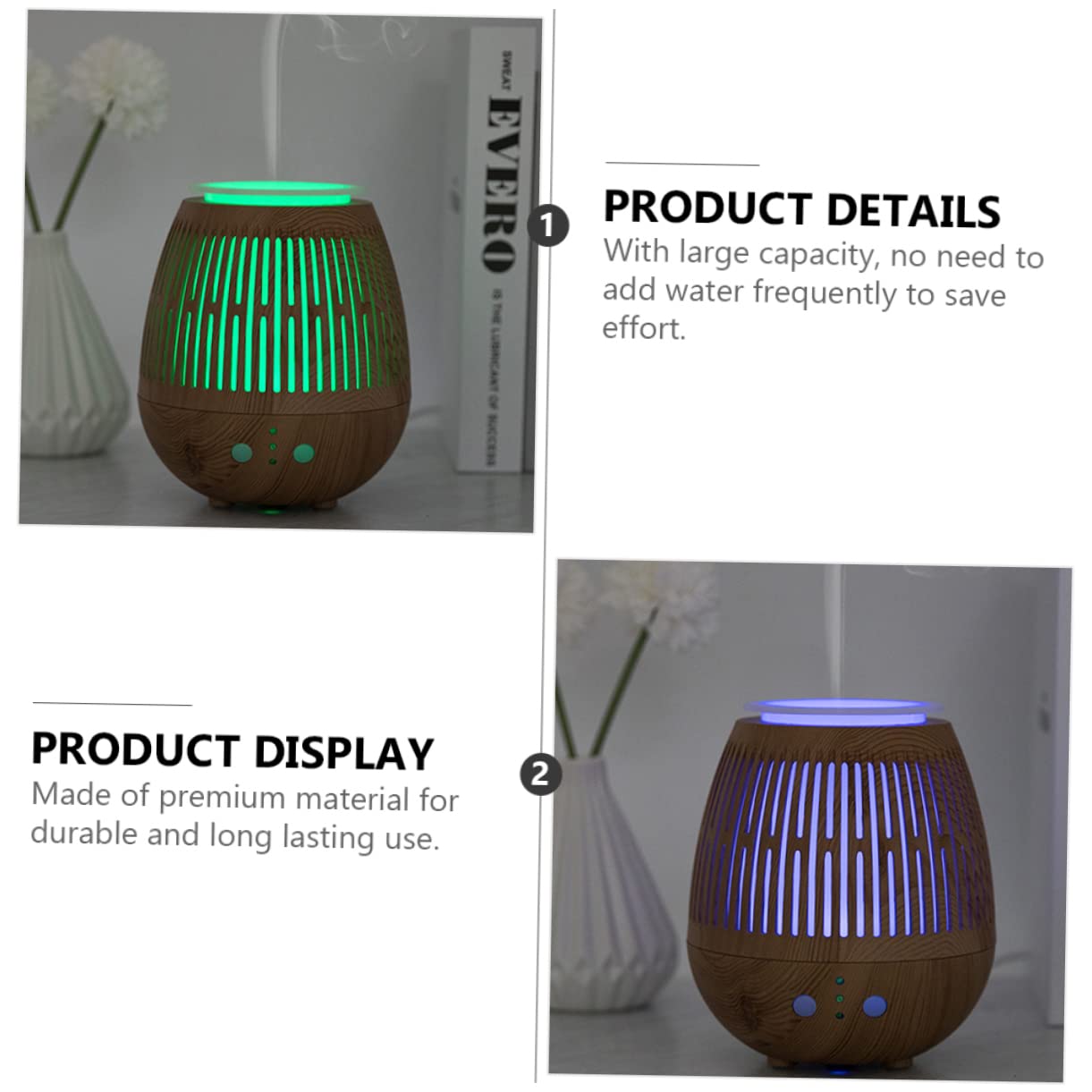 DOITOOL Diffusore d Aroma Silenzioso Luce Notturna LED Umidificatore per Auto Camera da Letto Ufficio Riduce Secchezza Aria Spazio