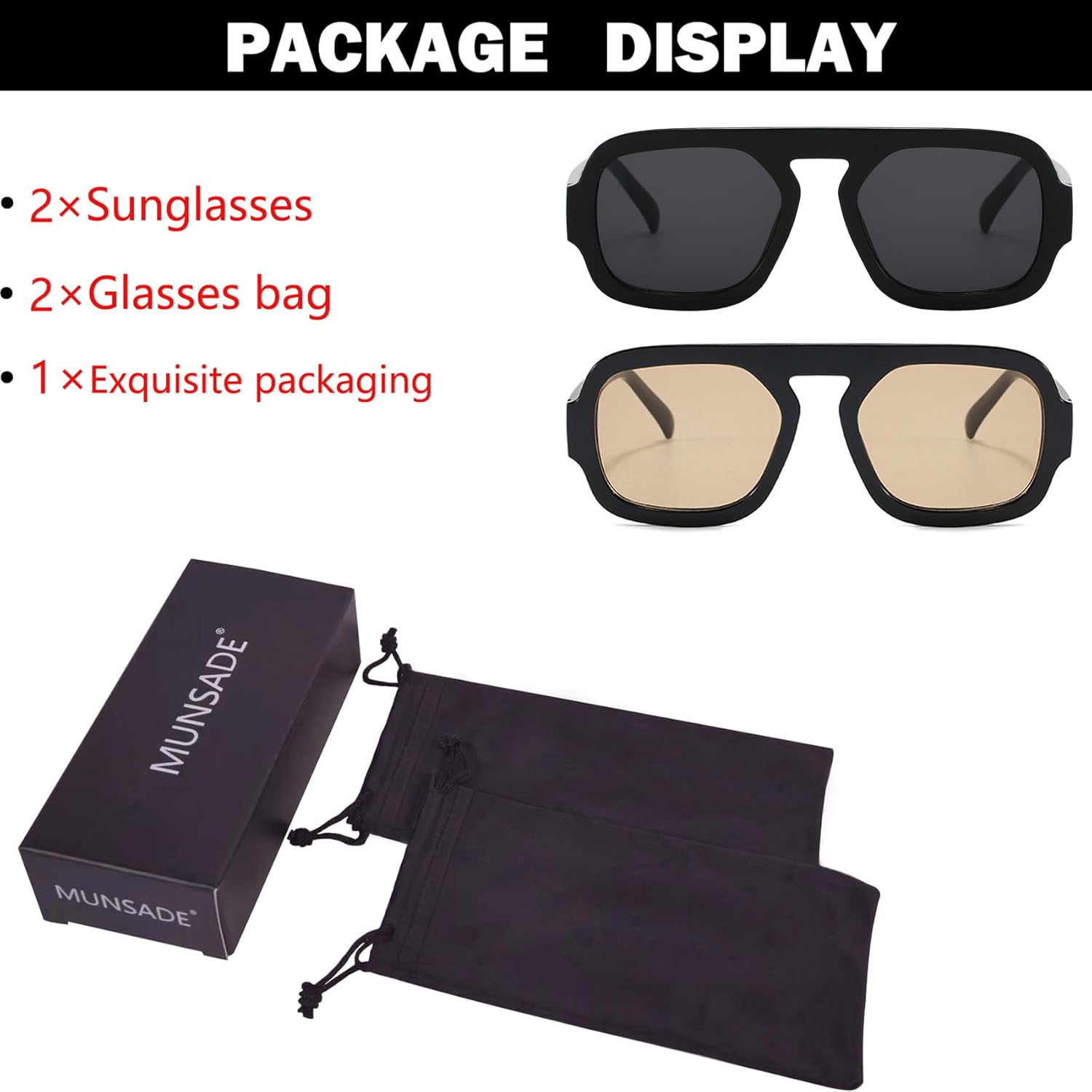 Trendy Square Aviator Sunglasses for Women Flat Top Designer Stylish Frame Sun Glasses Vintage Shades - Image 5