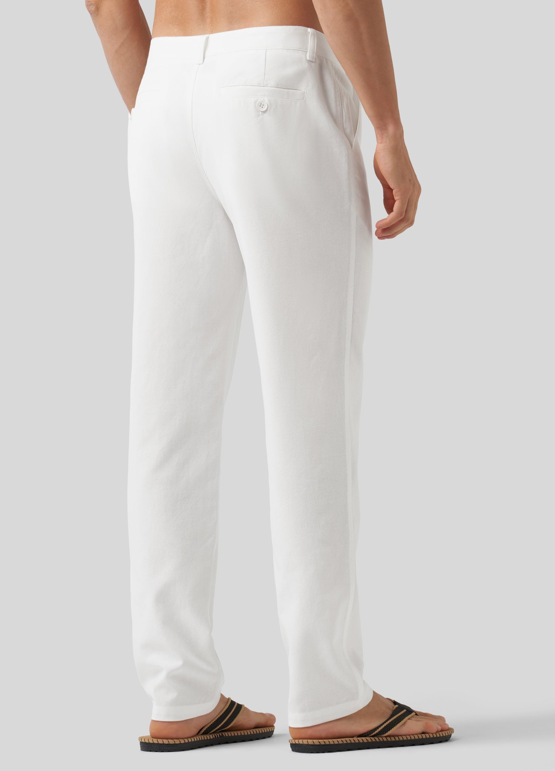 WILLIT Herren Leinenhose Leicht Sommerhose Lang Stoffhose mit Taschen Kordelzug für Urlaub Strand Alltag