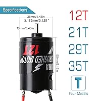 Vista 2 de INJORA Motor RC 550 cepillado a prueba de agua para 1/10 camión de carrera corta Slash VKAR 10SC HPI HoBao HuanQi 727 (12T)