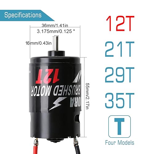 Miniatura 21 de INJORA Motor RC 550 cepillado impermeable para 1:10 RC Crawler Axial SCX10 AXI03007 JL 90046 TRX4 TRX6 RC Car Boat (29T)