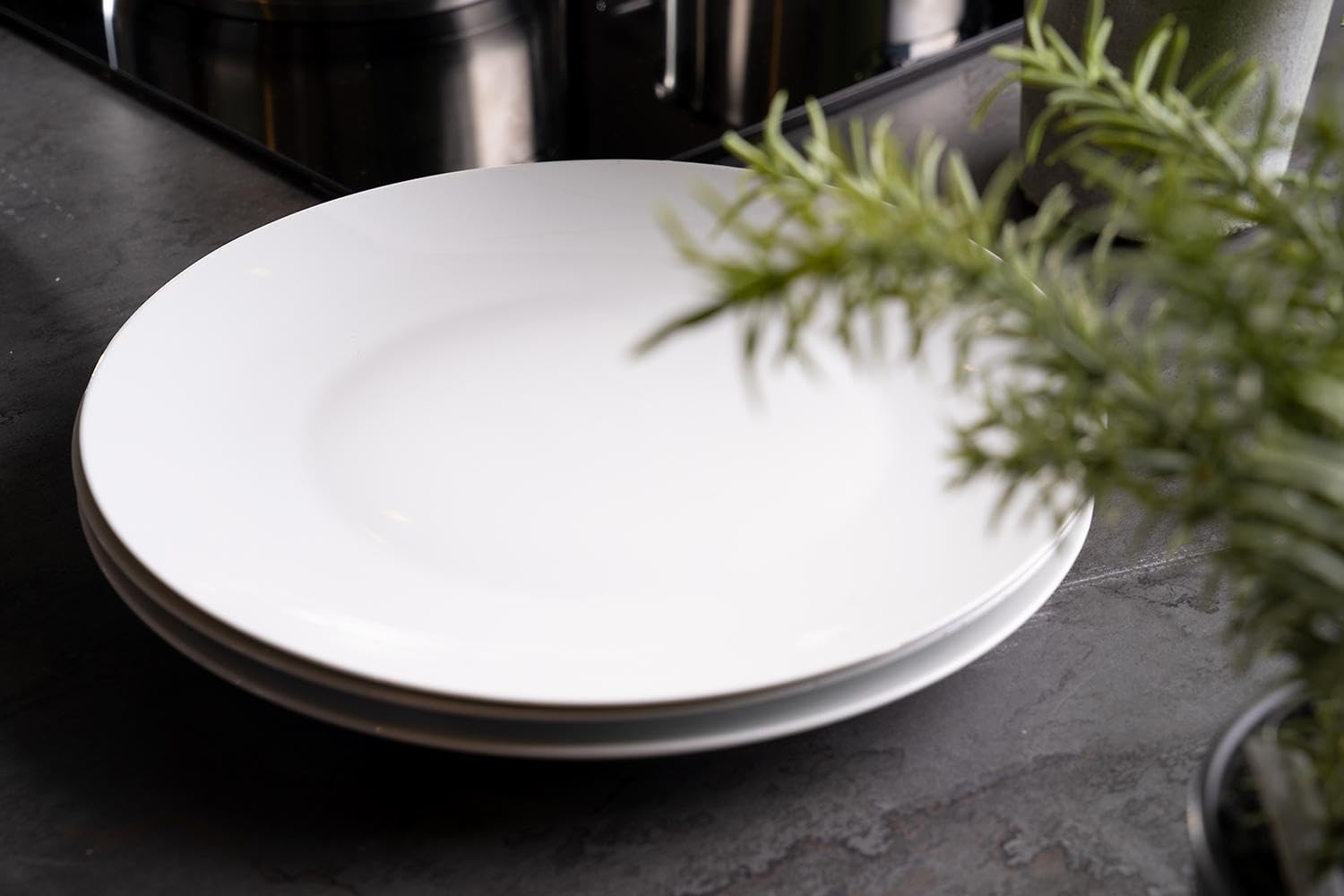 Speiseteller Flachteller Essteller - Porzellan - Weiß - Gemustert - Ø 27 cm - 12er Set