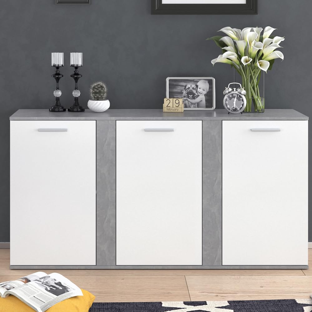 Vicco Credenza Novelli, Calcestruzzo, 40 x 80 cm con ante, adatto per riporre abiti e oggetti per la casa