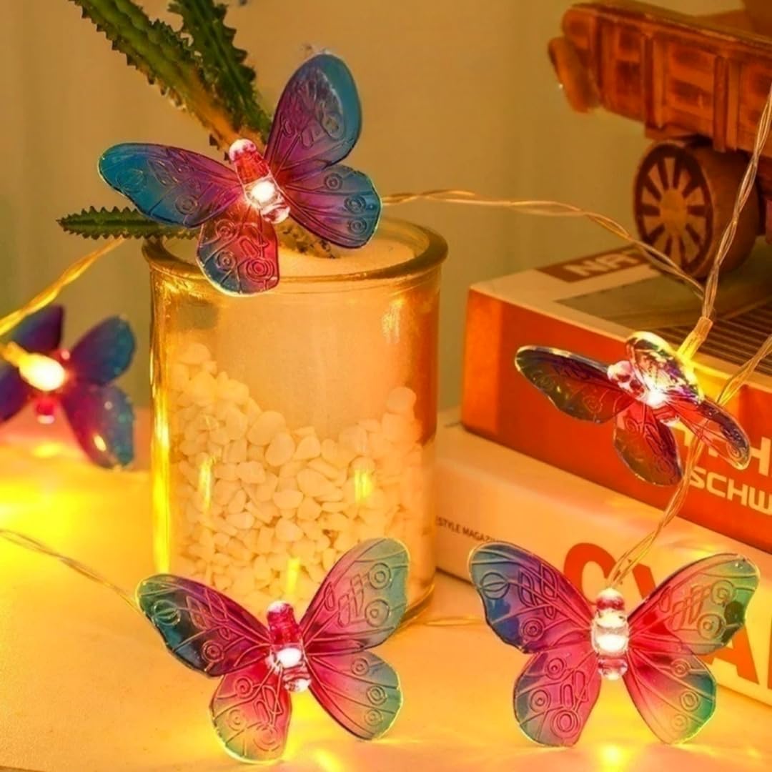 HHMTAKA 3M 20 LED Butterfly Fairy Lights Warm White String Lights Butterfly Decorative Lights for Bedroom Summer Garden Wedding Party Valentine's Day Christmas Indoor Decor