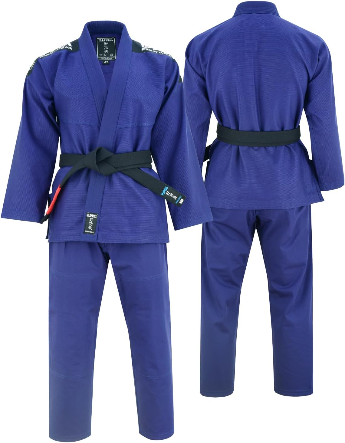 Playwell Pro Mens BJJ GI Jiu Jitsu Uniform Suit (Comes with Free Ju Jitsu White BELT) - Navy Blue