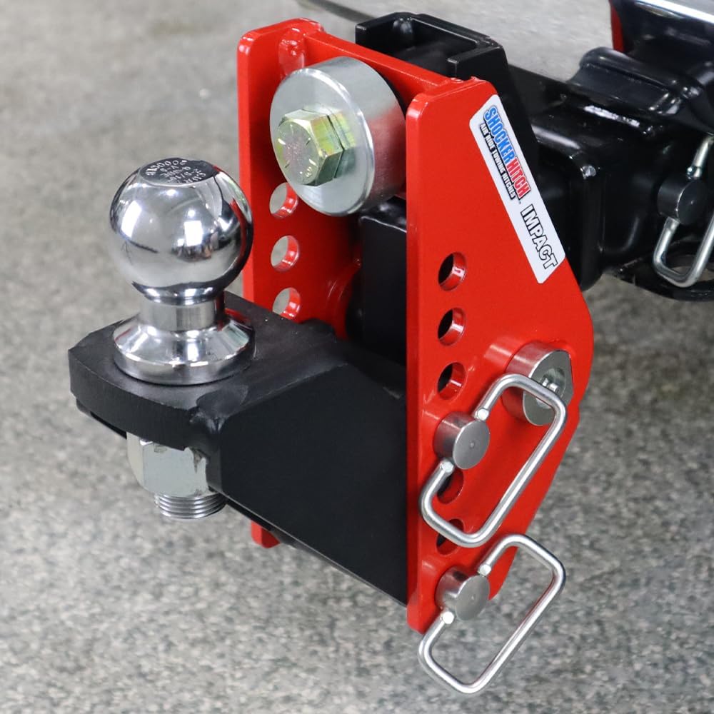 Shocker Impact Adjustable Cushion Raised Hitch - 5" Rise to 3" Drop, Fits 2-1/2" Hitch, Has 2-5/16" Ball