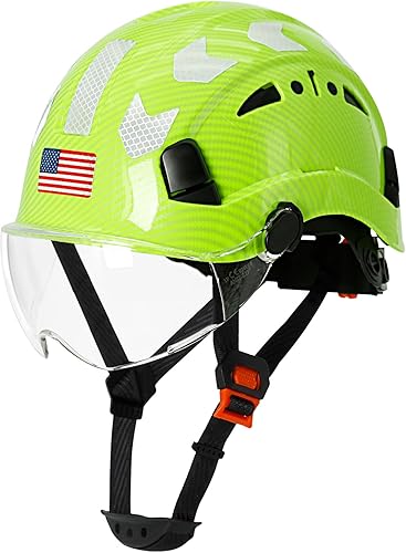 Cascos cascos con patrón de fibra de carbono  Construcción aprobado por la OSHA, ANSI Z89.1 Tipo 1 Clase C Casco de seguridad ajustable ventilado