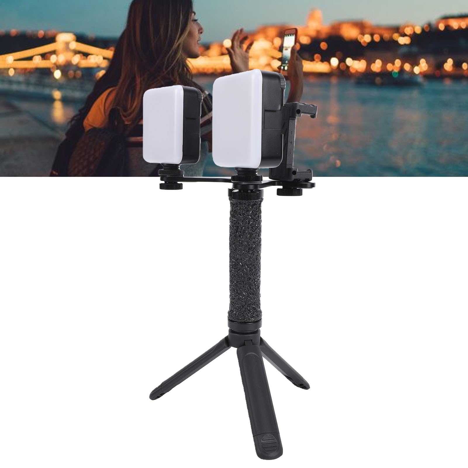 Fockety Luz Selfie para Teléfono, 2 Piezas Luz de Video 5600K de Teléfono Portátil Regulable Iluminación de Fotografía Portátil con Soporte para Grabación de Vlogging