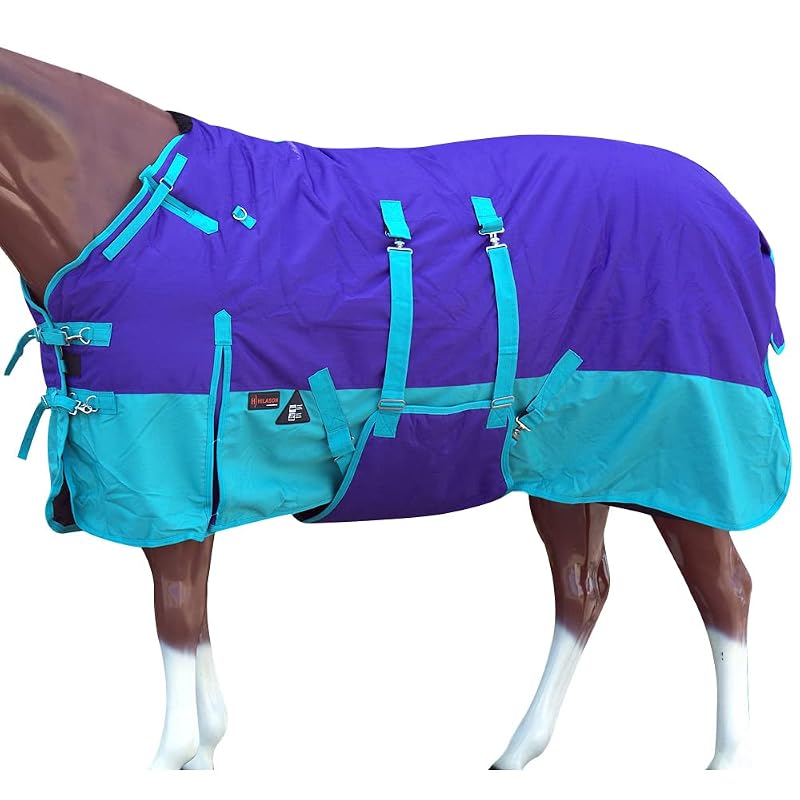 Manta de Inverno Impermeável para Cavalos HILASON 1200D com Isolamento de 300 g Purple Turquoise 188 cm