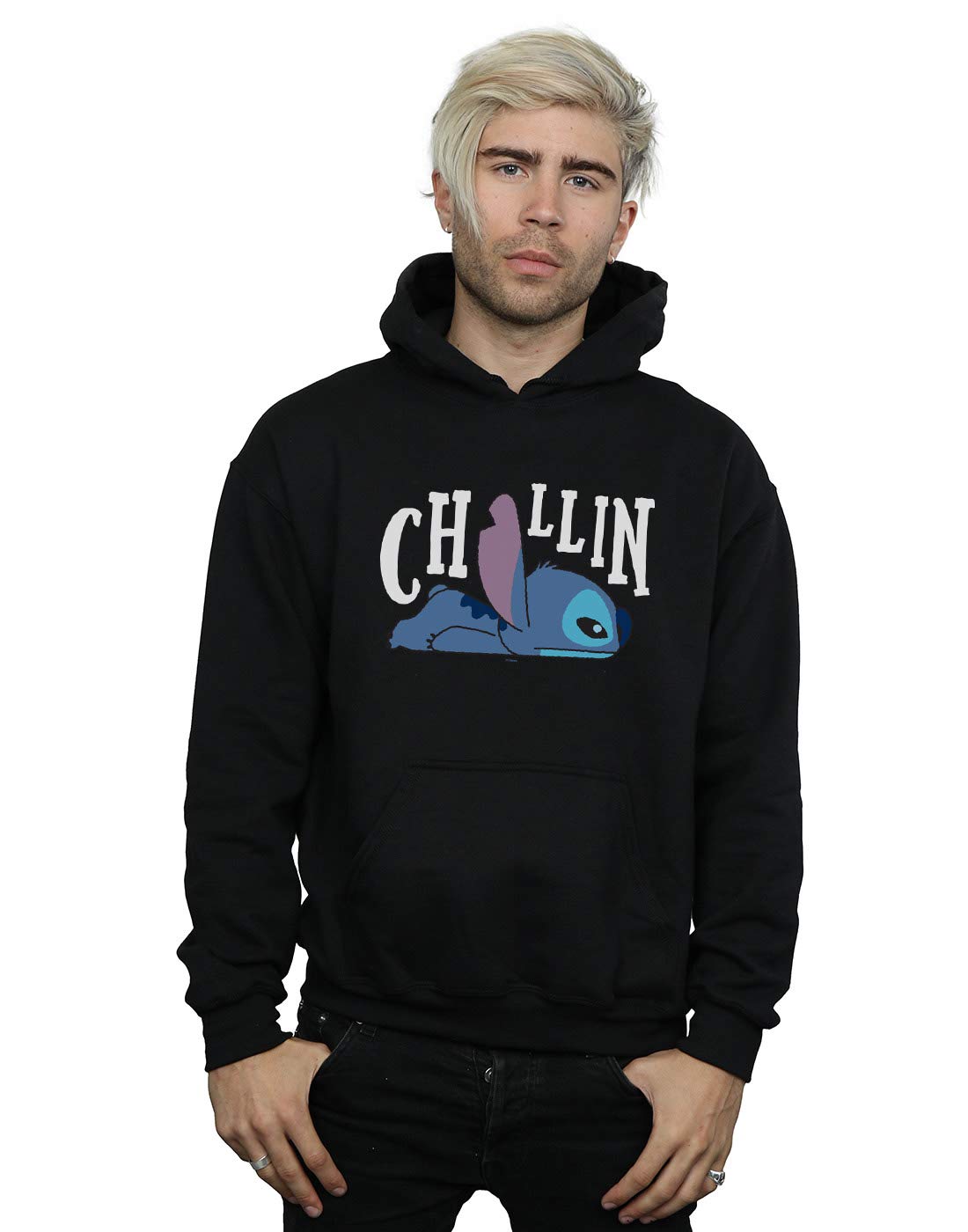 Absolute Cult Men's Black Disney Lilo And Stitch Chillin Hoodie Xxl