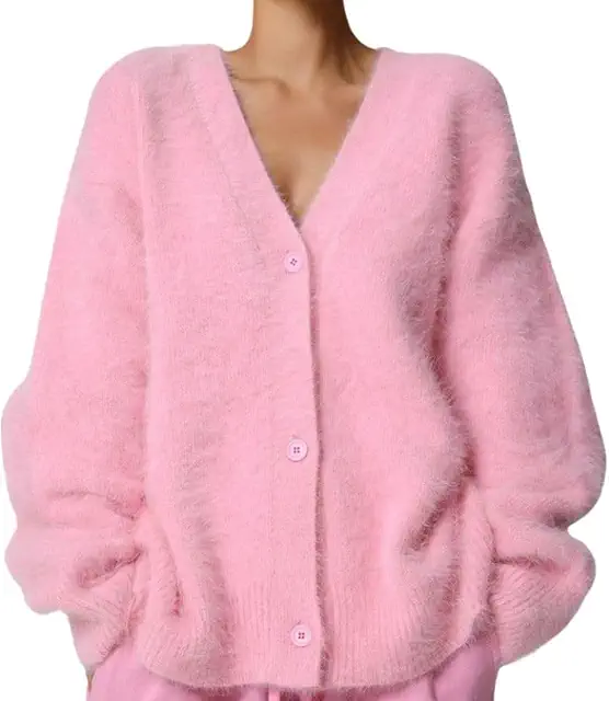 Gilet mohair en cachemire pour femme - Cardigan doux à col V